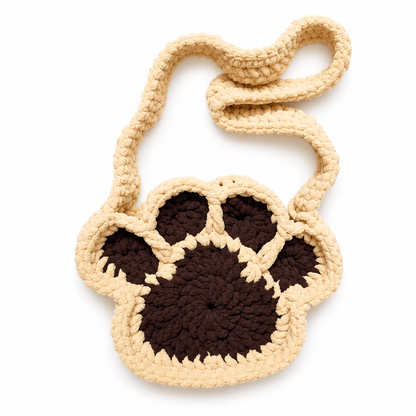 Custom Crochet Paw Print Bag with Magnetic Snap Closure