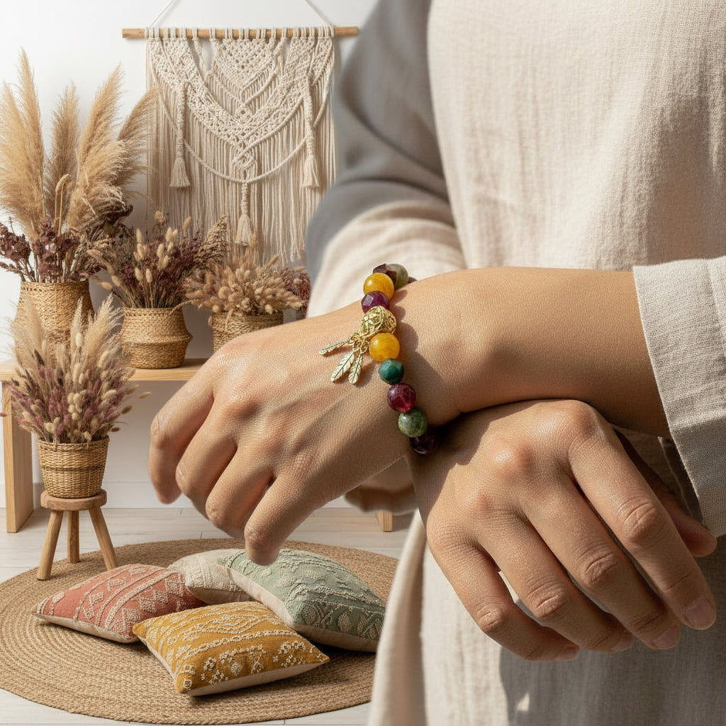 Lodolite Quartz & Faceted Tiger Eye Bracelet