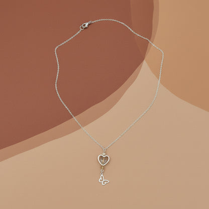 925 Sterling Silver Heart Necklace with Golden Rutilated Quartz