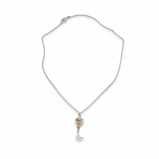 925 Sterling Silver Heart Necklace with Golden Rutilated Quartz