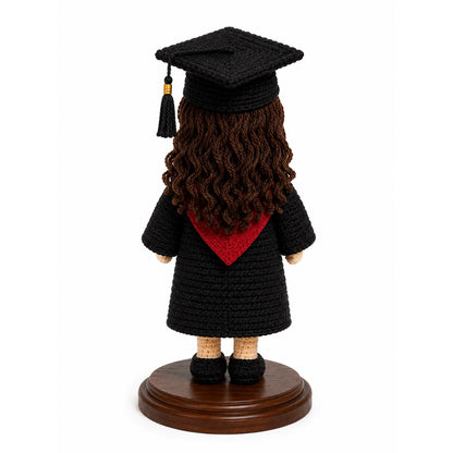Custom Crochet Graduation Doll with Wooden Base