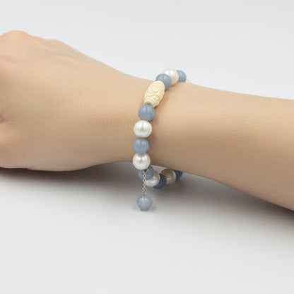 Angelite & Freshwater Pearl Bracelet