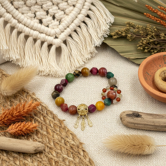 Lodolite Quartz & Faceted Tiger Eye Bracelet