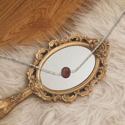 Minimalist Peach Moonstone Silver Necklace