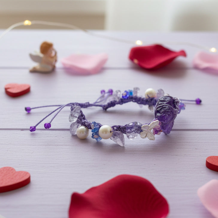 Heart Amethyst Bracelet – Raw Purple Stone