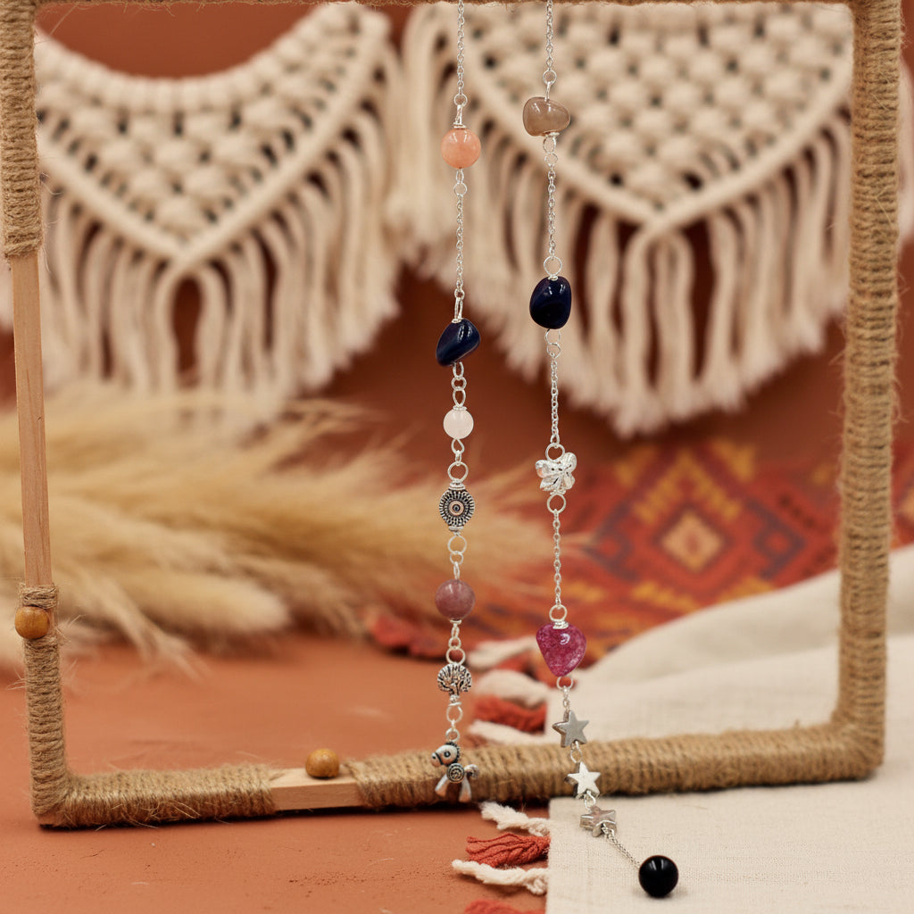 Boho Hair Clip Chain with Artificial Stones