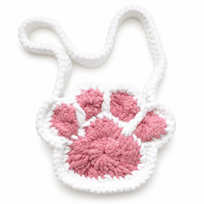 Custom Crochet Paw Print Bag with Magnetic Snap Closure