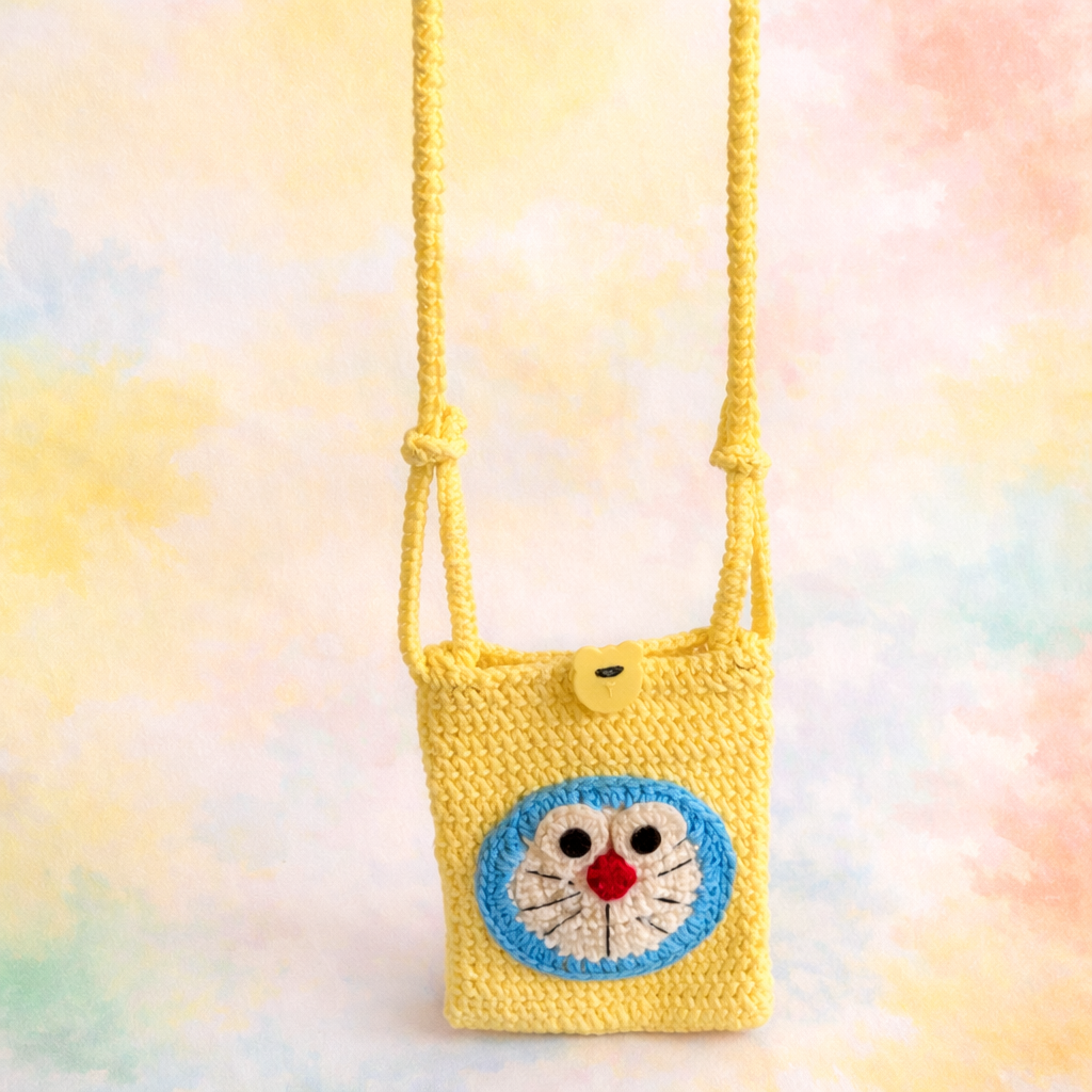 Crochet Cute Cartoon Cat Phone Bag