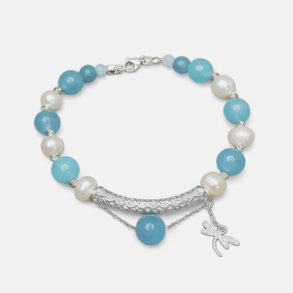 Amazonite and Freshwater Pearl Bracelet
