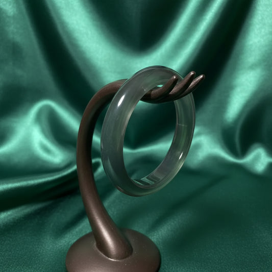 Dark Blue Agate Bangle – Glossy Polished Agate Bracelet, Deep Blue Stone Bangle