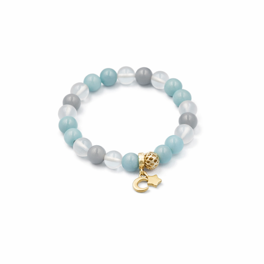 Moonstone Blue Agate Angelite Bracelet