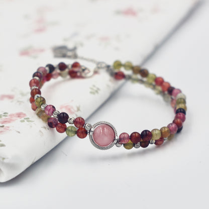 multi-color tourmaline bead bracelet