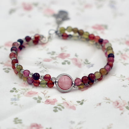 multi-color tourmaline bead bracelet
