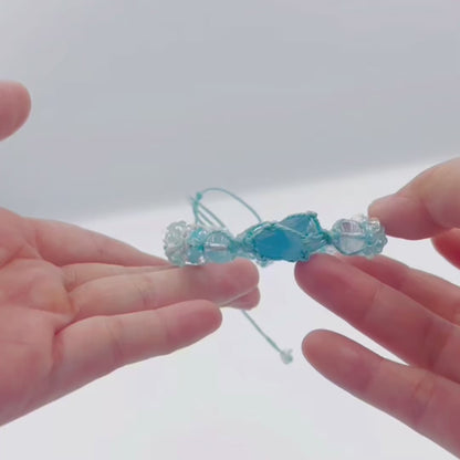 Raw Blue Fluorite and Flower Marcame Bracelet