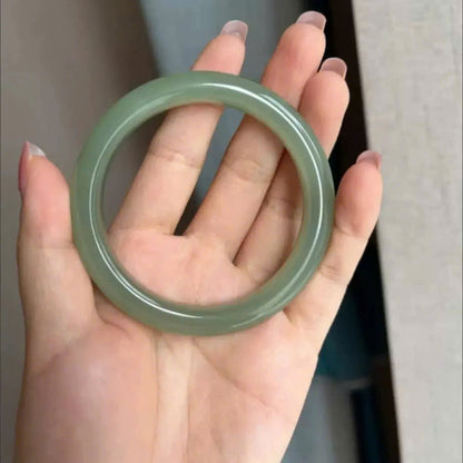 Rock-Embracing Jade Bracelet | Xiuyan Jade Bangle | Natural Green Jade Bangle Bracelet