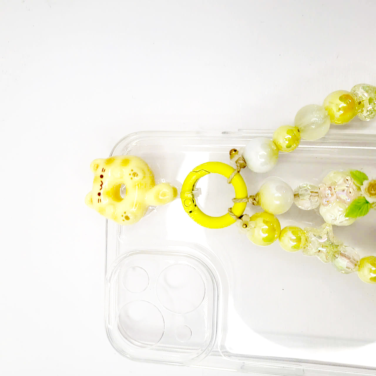 Phone keychain With Case, Yellow Phone Keychain, Cute Cat Keychain