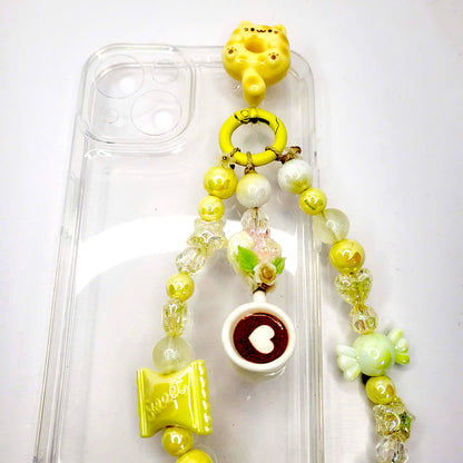 Phone keychain With Case, Yellow Phone Keychain, Cute Cat Keychain