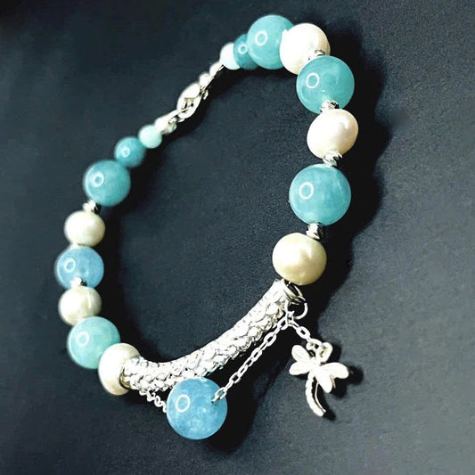 Amazonite and Freshwater Pearl Bracelet