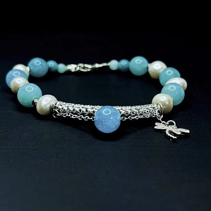 Amazonite and Freshwater Pearl Bracelet