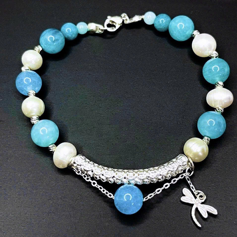 Amazonite and Freshwater Pearl Bracelet