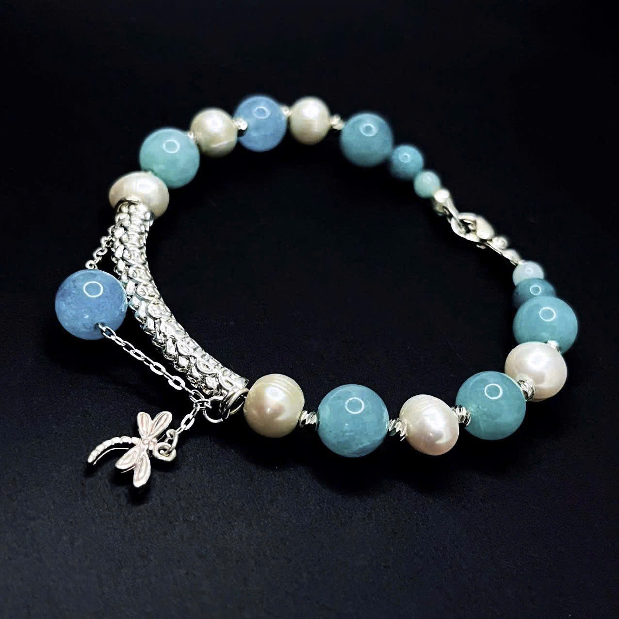 Amazonite and Freshwater Pearl Bracelet