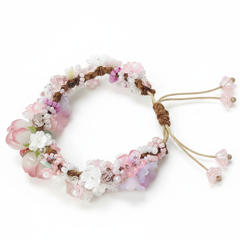 Flower Macrame Bracelet, Kawaii Bracelet
