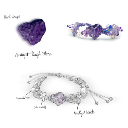 Heart Amethyst Bracelet – Raw Purple Stone